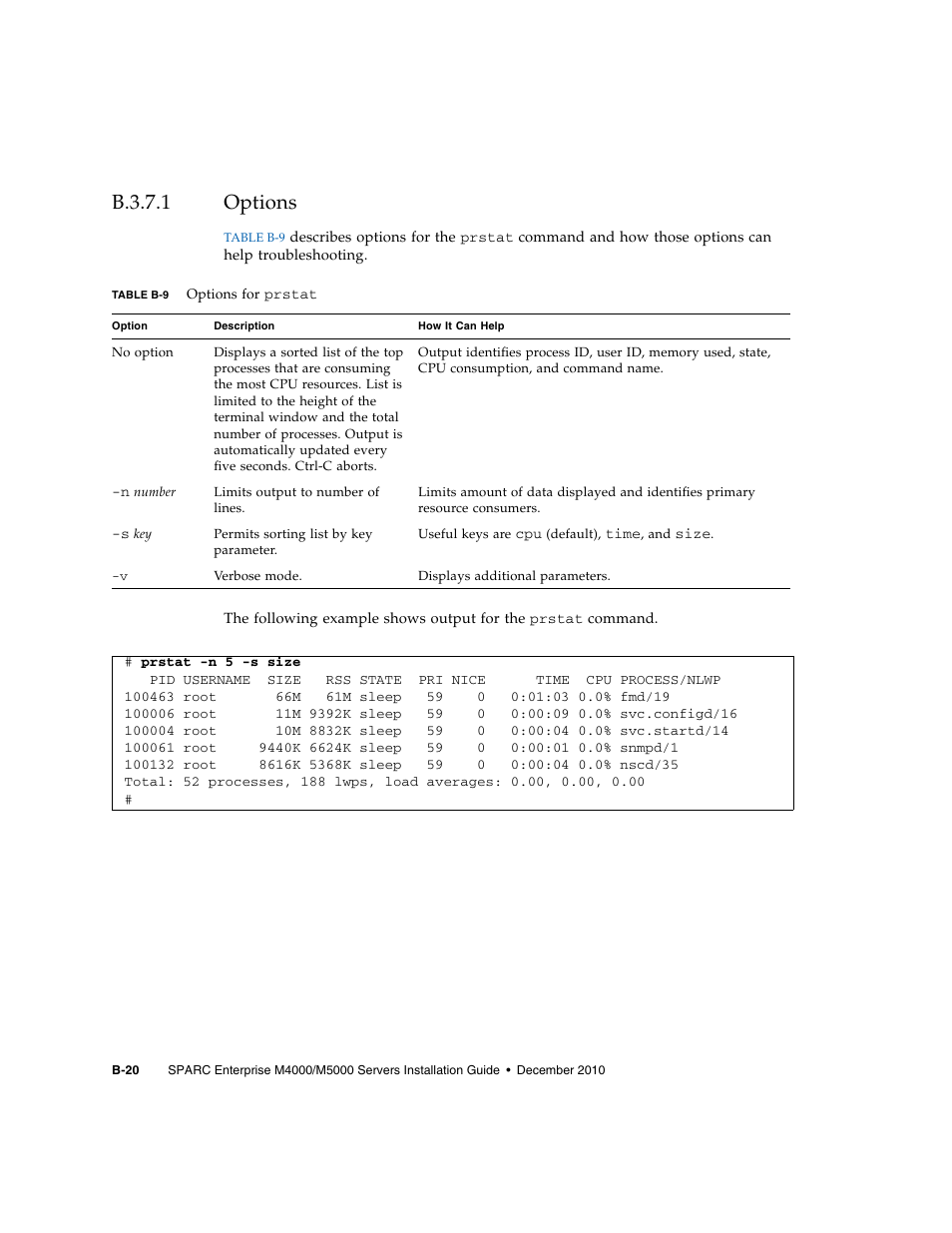 B.3.7.1 options, B.3.7.1, Options | B–20 | FUJITSU SPARC M4000/M5000 User Manual | Page 76 / 76