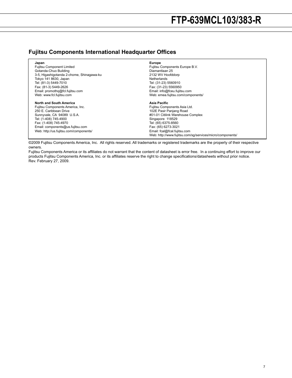 FUJITSU FTP-639MCL103/383-R User Manual | Page 7 / 7