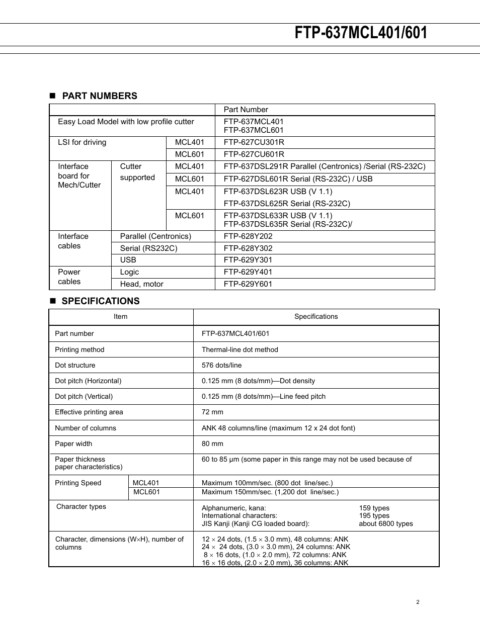 FUJITSU FTP-637MCL601 User Manual | Page 2 / 6