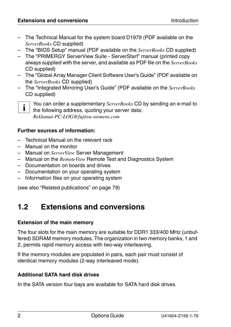 Extensions and conversions, 2 extensions and conversions | FUJITSU TX150 S3 User Manual | Page 10 / 95
