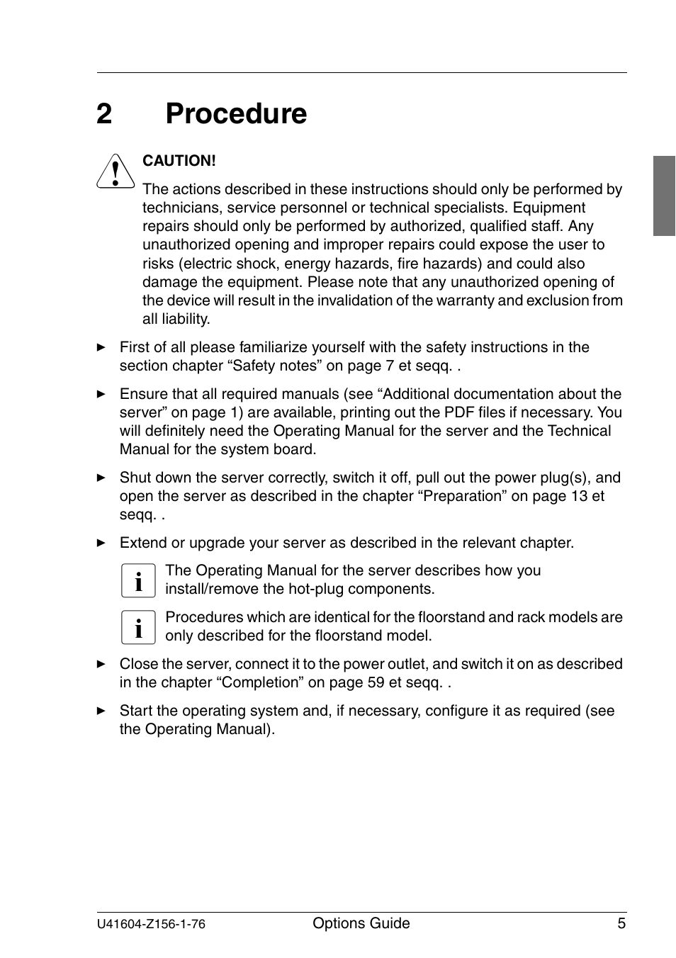 Procedure, 2procedure | FUJITSU TX150 S3 User Manual | Page 13 / 95