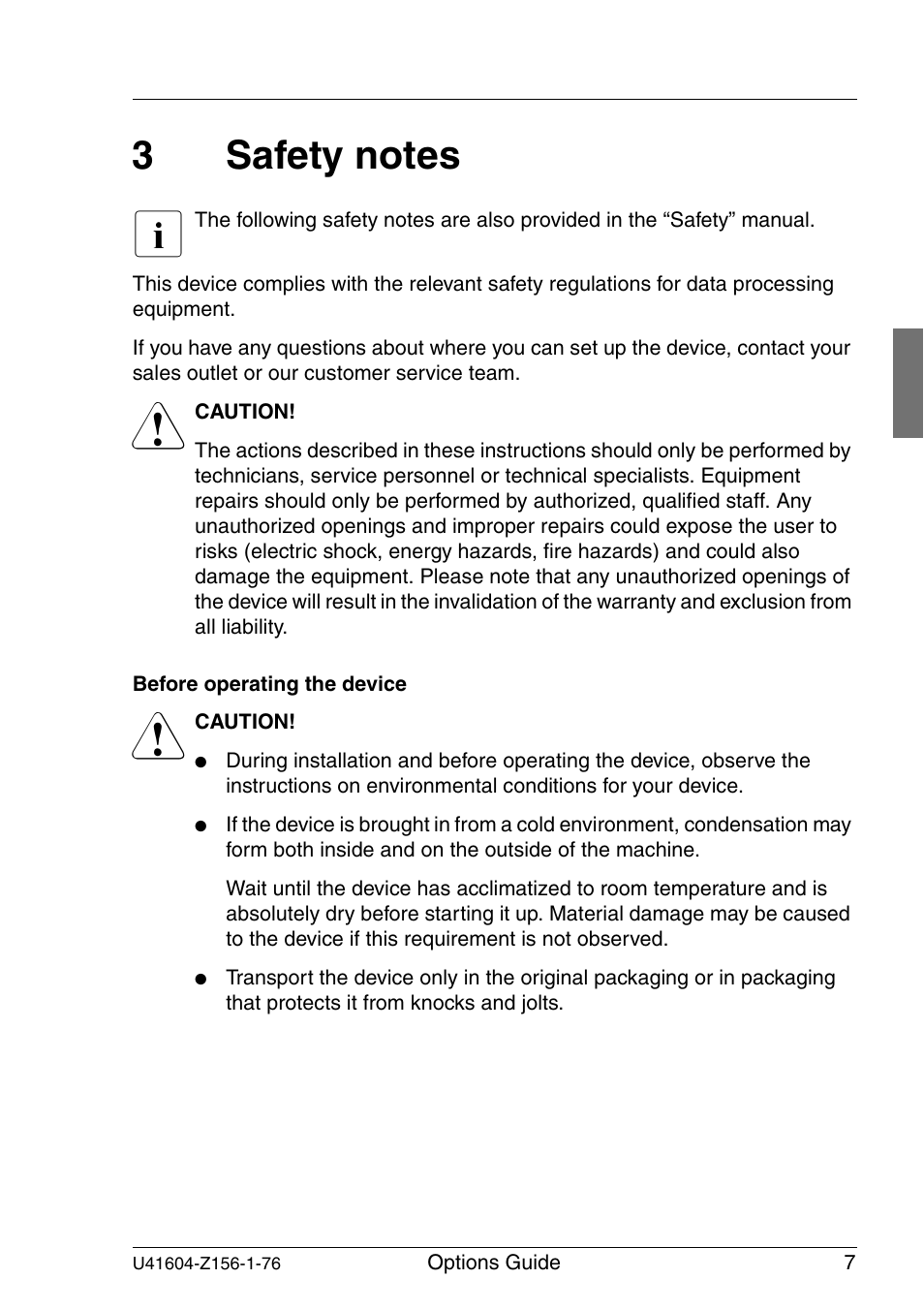 Safety notes | FUJITSU TX150 S3 User Manual | Page 15 / 95