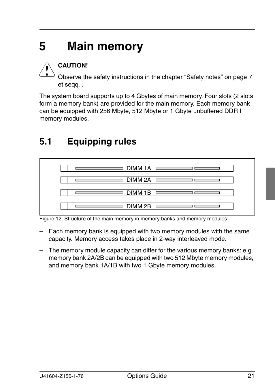 Main memory, Equipping rules, 1 equipping rules | FUJITSU TX150 S3 User Manual | Page 29 / 95