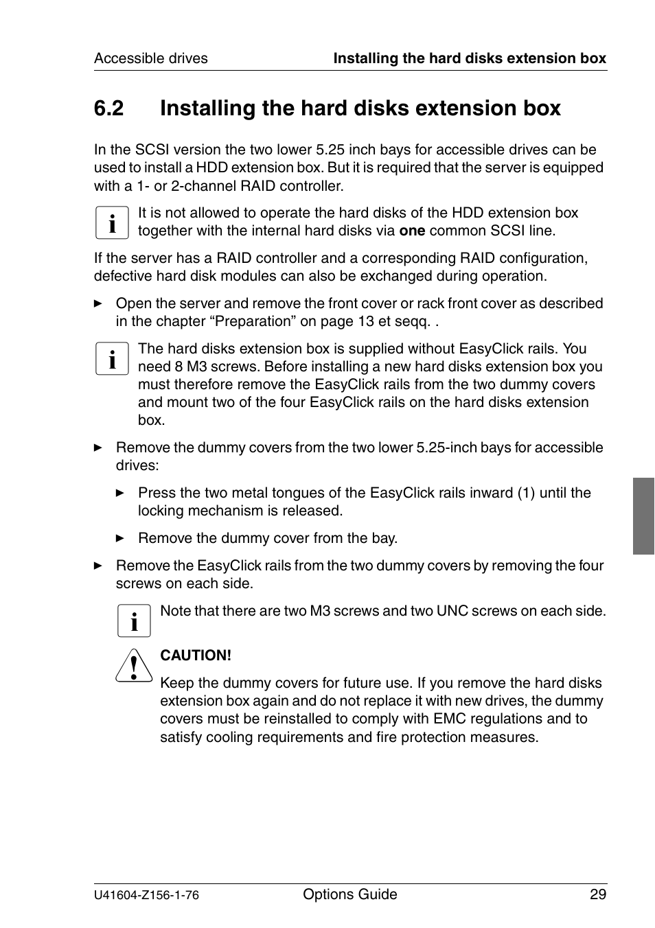 Installing the hard disks extension box, 2 installing the hard disks extension box | FUJITSU TX150 S3 User Manual | Page 37 / 95