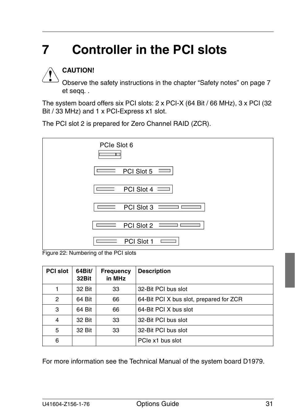 Controller in the pci slots, 7controller in the pci slots | FUJITSU TX150 S3 User Manual | Page 39 / 95