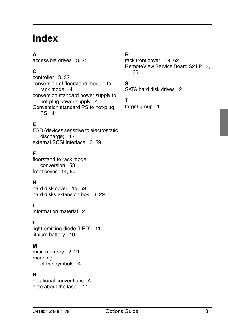 Index | FUJITSU TX150 S3 User Manual | Page 89 / 95