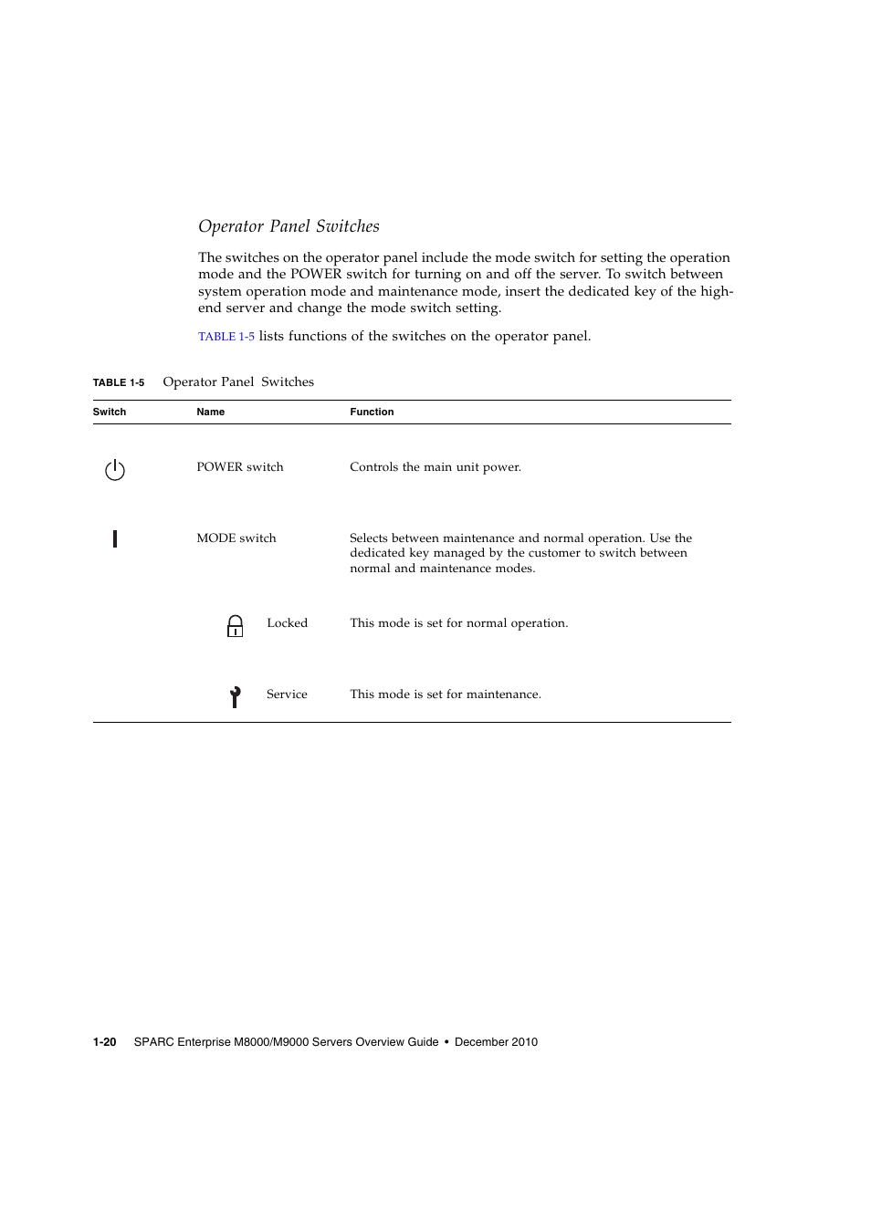 Operator panel switches | FUJITSU SPARC ENTERPRISE SERVER M9000 User Manual | Page 32 / 64