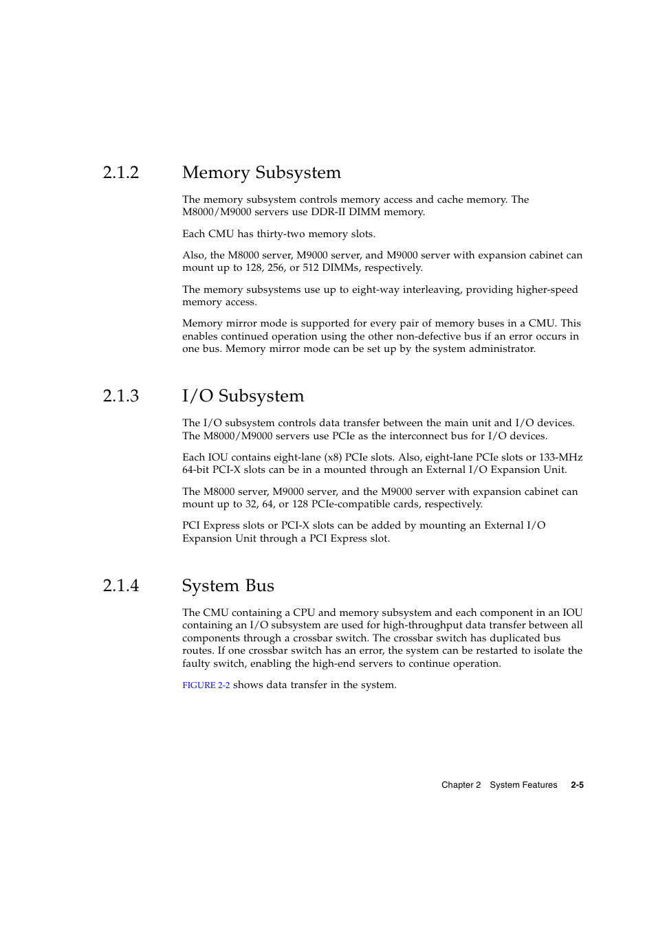 2 memory subsystem, 3 i/o subsystem, 4 system bus | Memory subsystem, I/o subsystem, System bus | FUJITSU SPARC ENTERPRISE SERVER M9000 User Manual | Page 45 / 64