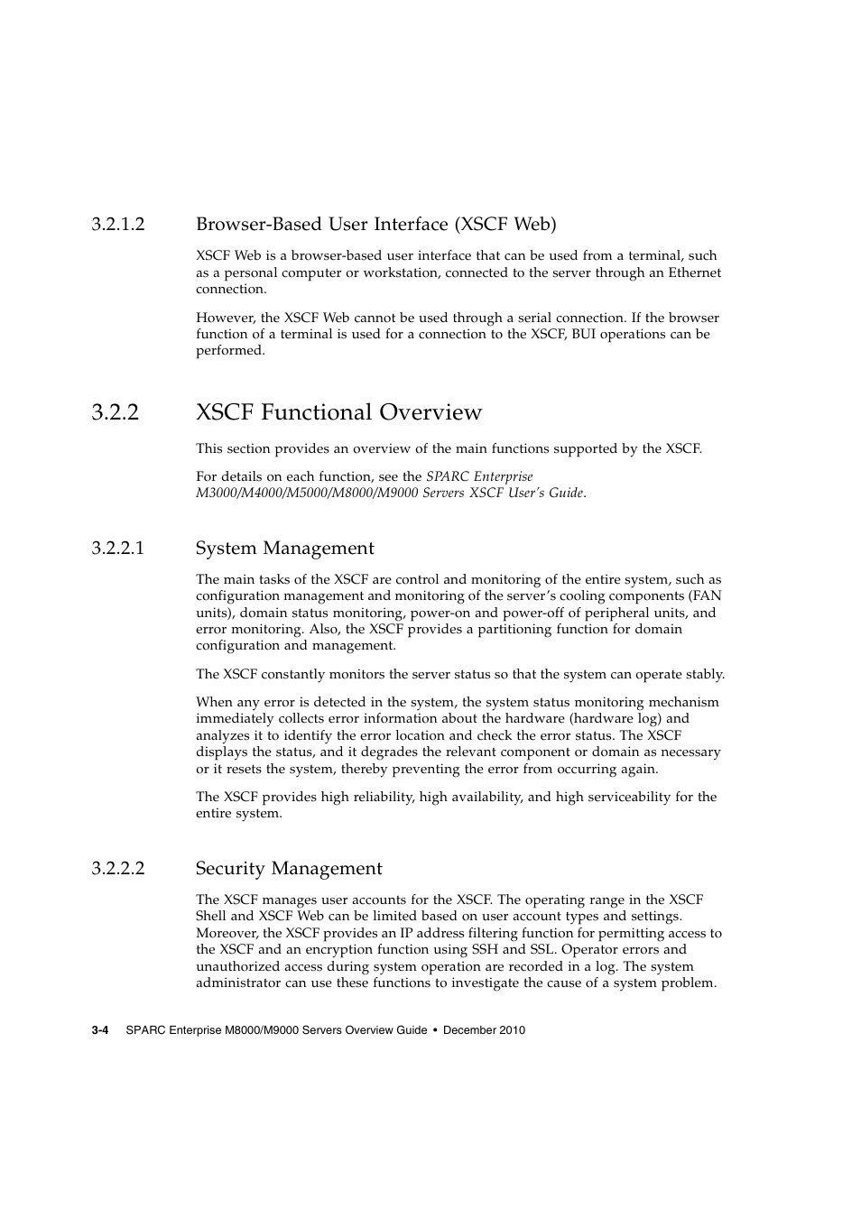 2 browser-based user interface (xscf web), 2 xscf functional overview, 1 system management | 2 security management, Browser-based user interface (xscf web), Xscf functional overview, System management, Security management | FUJITSU SPARC ENTERPRISE SERVER M9000 User Manual | Page 60 / 64