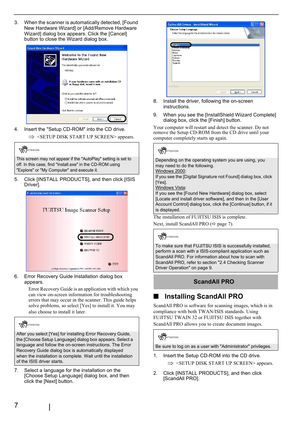 Installing scandall pro, Scandall pro | FUJITSU Fi-6240 User Manual | Page 12 / 20