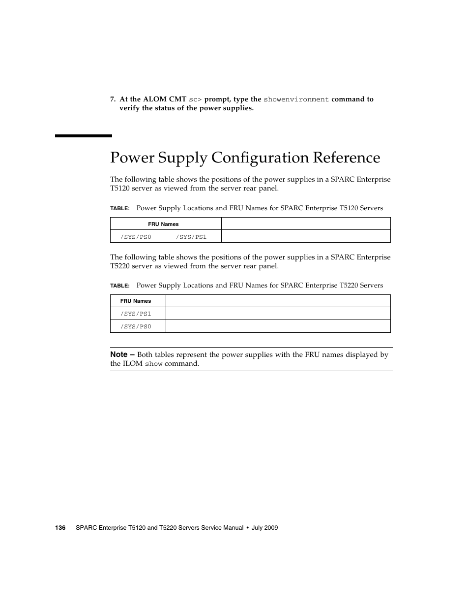 Power supply configuration reference | FUJITSU SPARC T5120 User Manual | Page 162 / 240