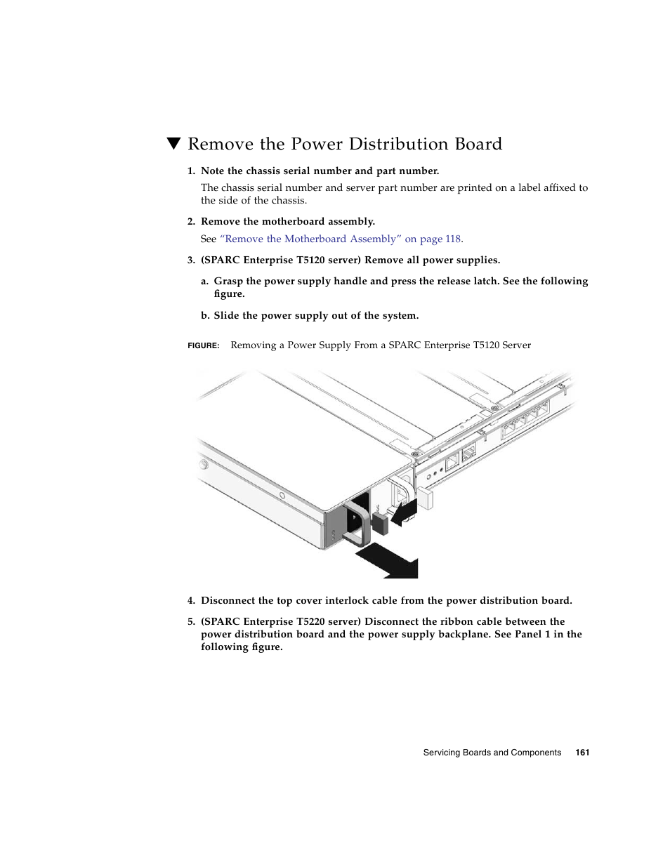 Remove the power distribution board | FUJITSU SPARC T5120 User Manual | Page 187 / 240