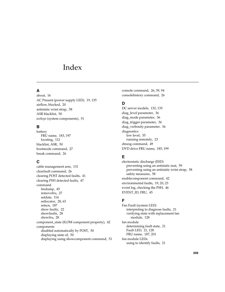 Index | FUJITSU SPARC T5120 User Manual | Page 235 / 240