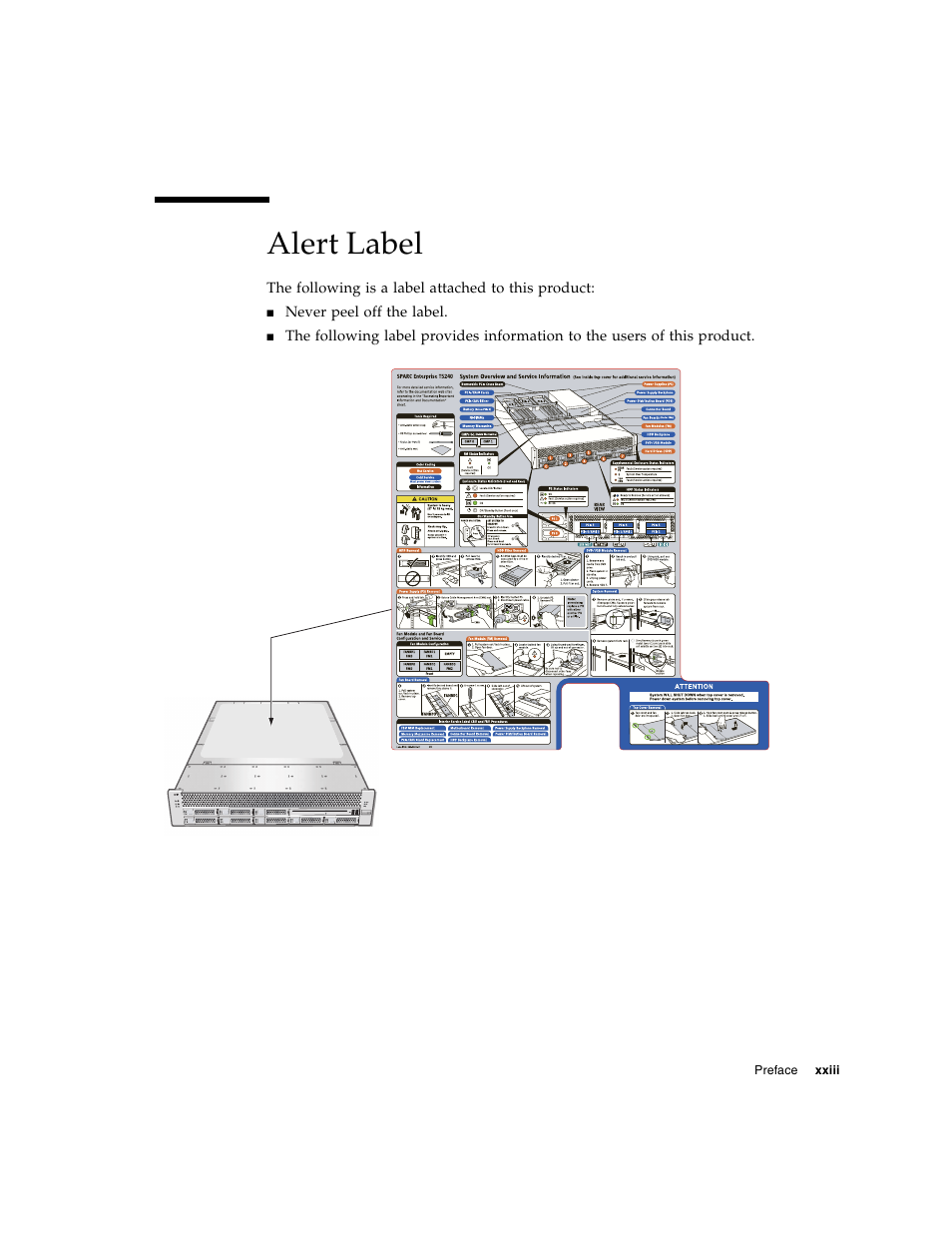 Alert label | FUJITSU SPARC T5120 User Manual | Page 25 / 240