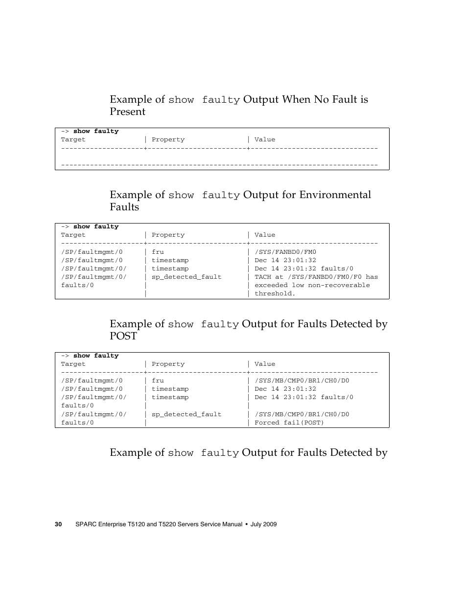 Example of show faulty | FUJITSU SPARC T5120 User Manual | Page 56 / 240