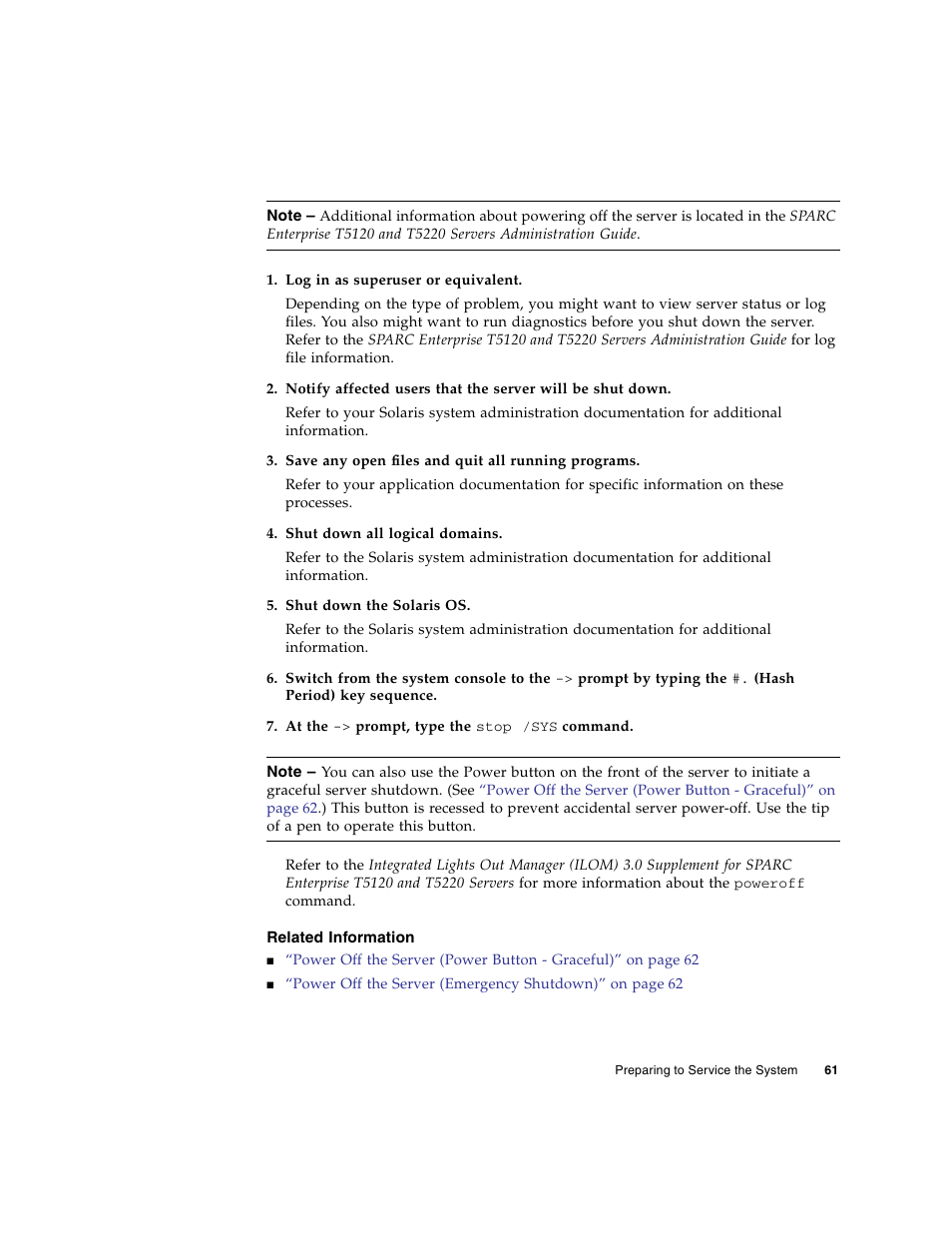 Related information | FUJITSU SPARC T5120 User Manual | Page 87 / 240