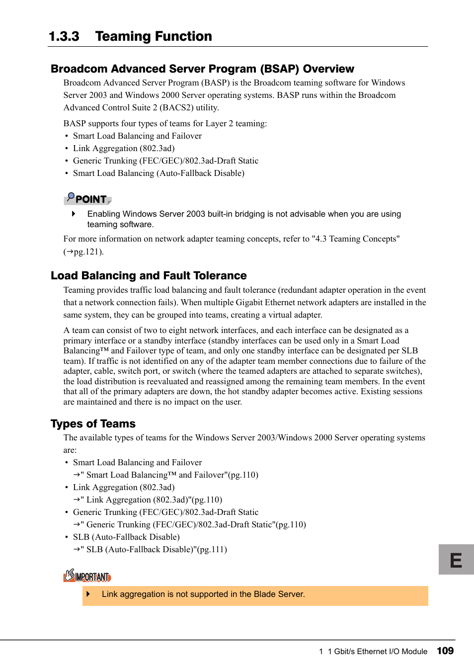 Broadcom advanced server program (bsap) overview, Pg.109) in "1.3.3 teaming function, Pg.109) | To "1.3.3 teaming function, 3 teaming function | FUJITSU PG-FCS102 User Manual | Page 9 / 98