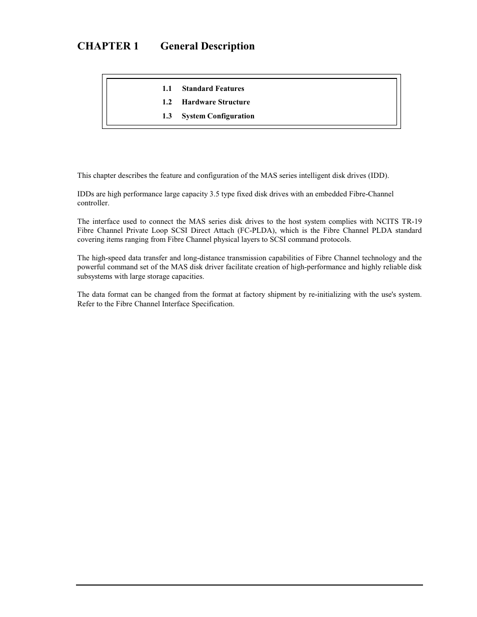Chapter 1 general description | FUJITSU MAS3367FC User Manual | Page 21 / 114