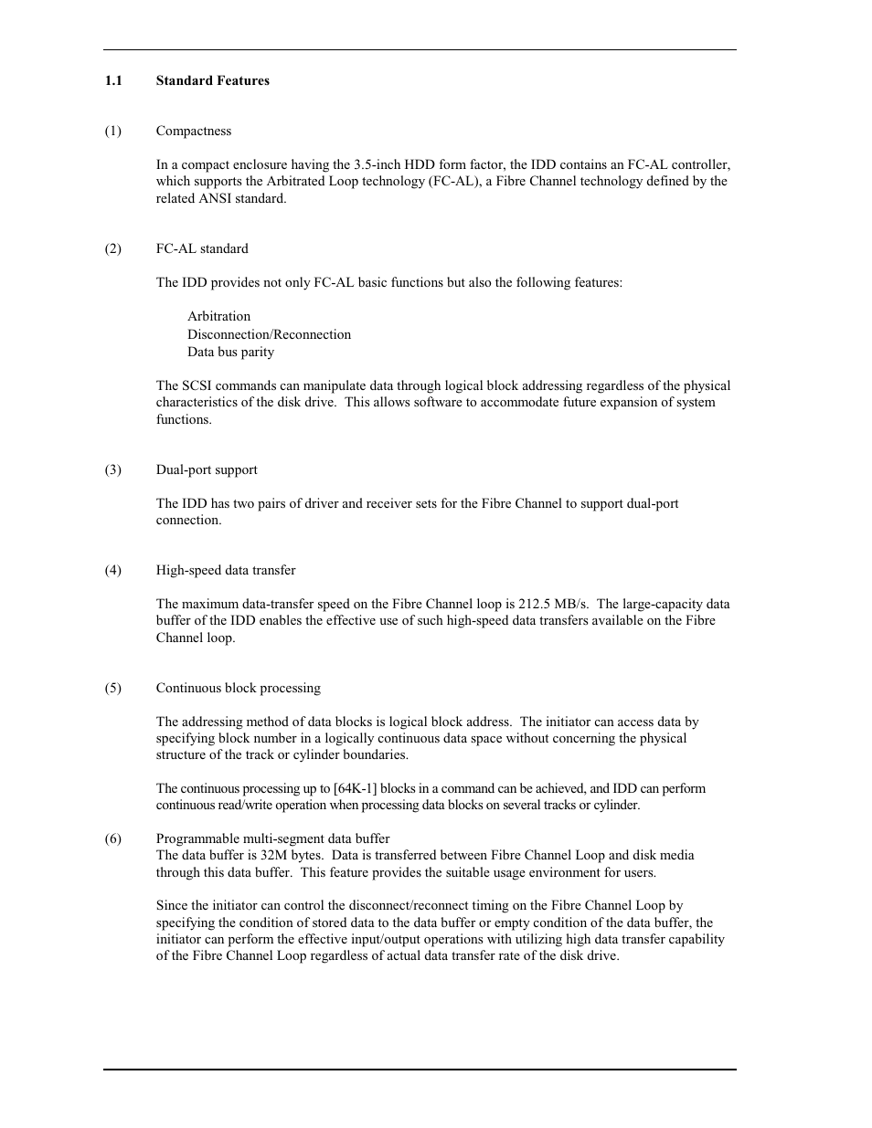 1 standard features | FUJITSU MAS3367FC User Manual | Page 22 / 114