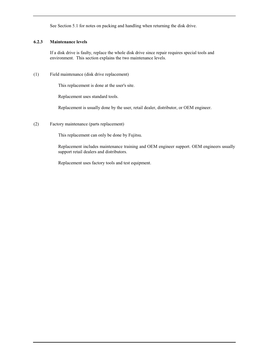 3 maintenance levels | FUJITSU MAS3367FC User Manual | Page 86 / 114