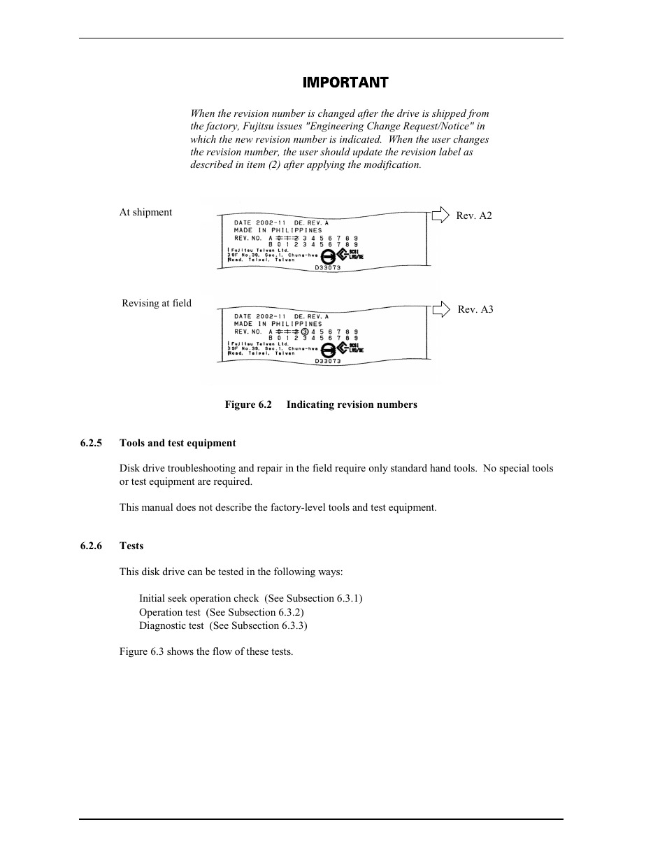 5 tools and test equipment, 6 tests | FUJITSU MAS3367FC User Manual | Page 88 / 114