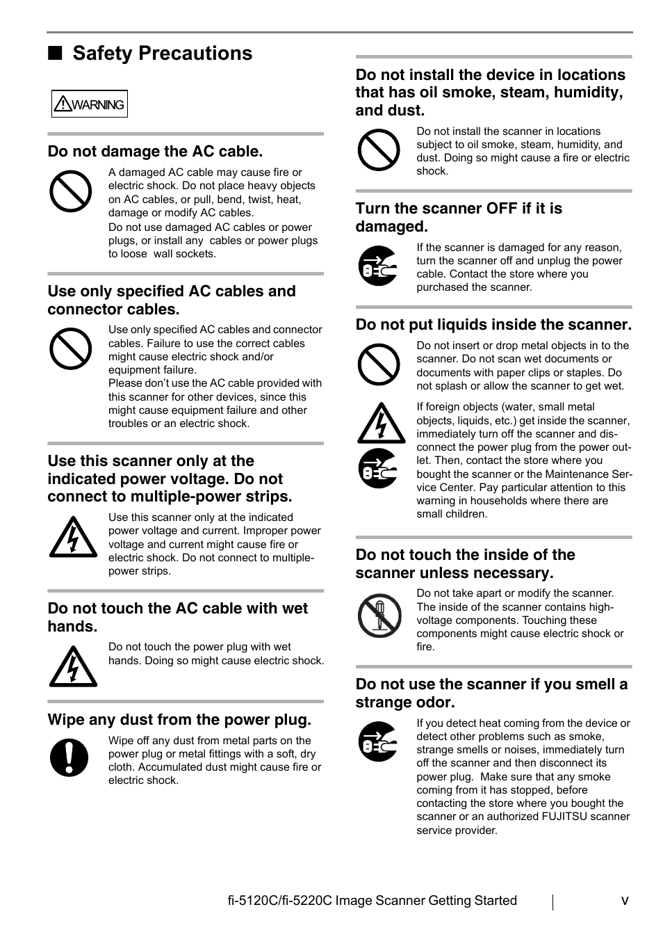 Safety precautions | FUJITSU fi-5120C User Manual | Page 7 / 28