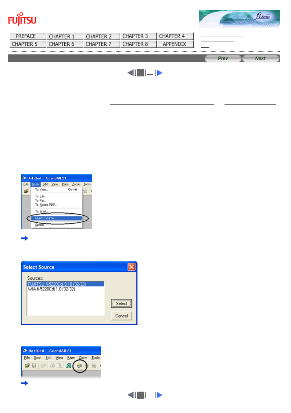 4 scanning documents | FUJITSU Image Scanner fi-5220C User Manual | Page 33 / 157