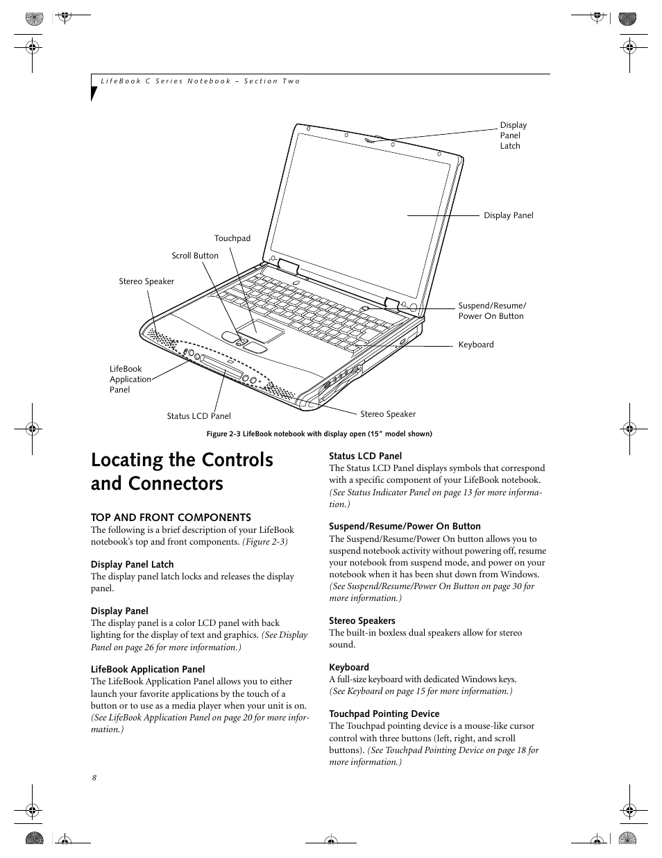 Locating the controls and connectors | FUJITSU LIFEBOOK C2111 User Manual | Page 14 / 116