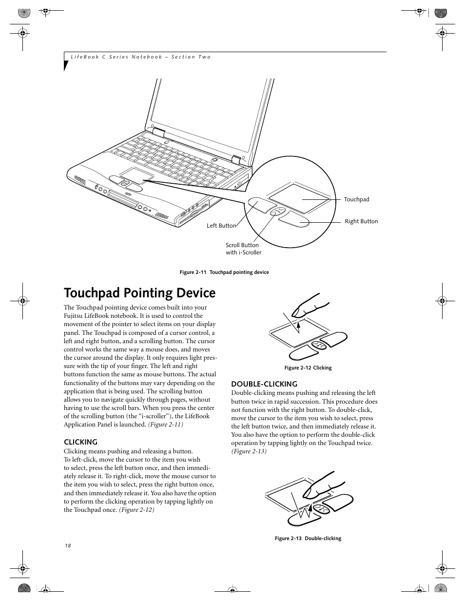 Touchpad pointing device | FUJITSU LIFEBOOK C2111 User Manual | Page 24 / 116