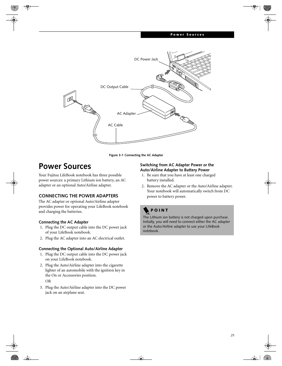 Power sources | FUJITSU LIFEBOOK C2111 User Manual | Page 31 / 116