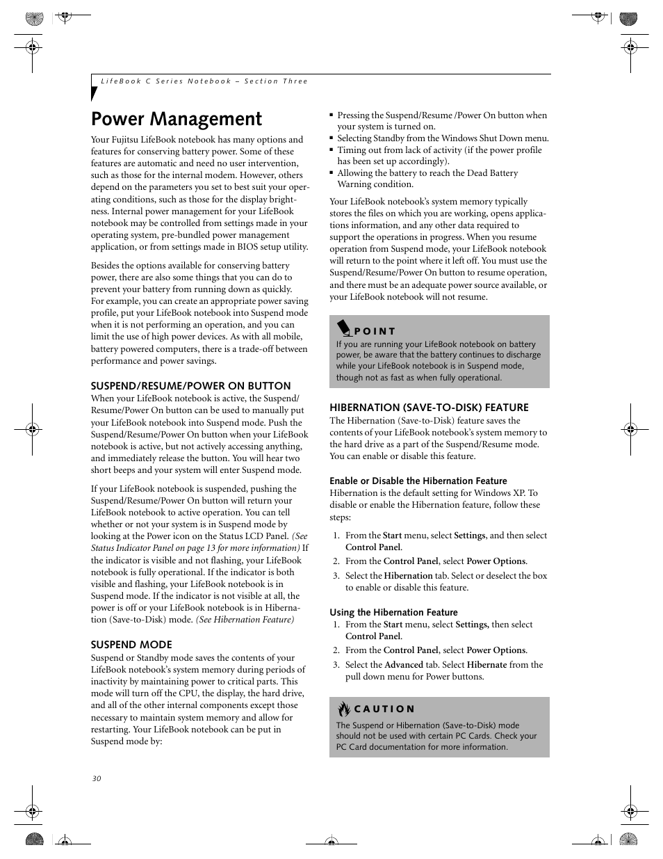 Power management | FUJITSU LIFEBOOK C2111 User Manual | Page 36 / 116