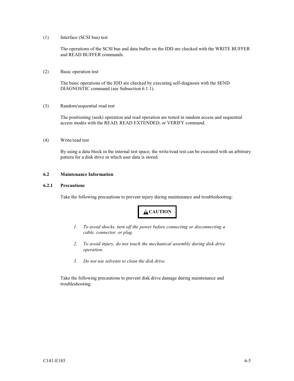 2 maintenance information, 1 precautions | FUJITSU C141-E185-01EN MAS3184NC/NP User Manual | Page 101 / 130