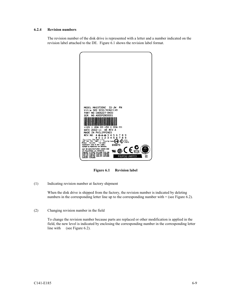 4 revision numbers | FUJITSU C141-E185-01EN MAS3184NC/NP User Manual | Page 105 / 130