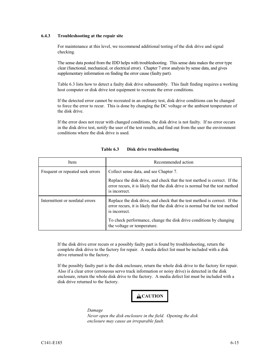 3 troubleshooting at the repair site | FUJITSU C141-E185-01EN MAS3184NC/NP User Manual | Page 111 / 130