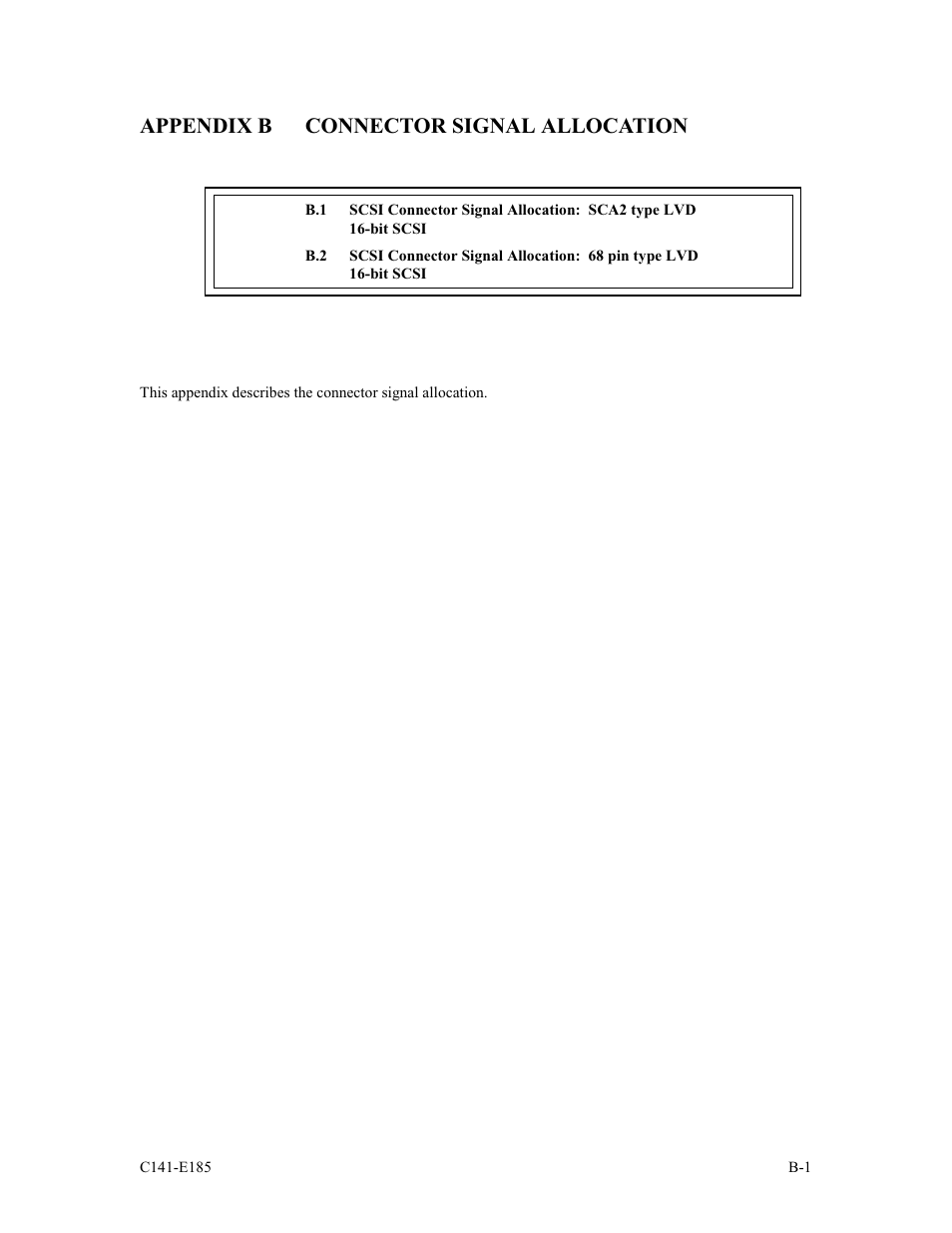 Appendix b connector signal allocation | FUJITSU C141-E185-01EN MAS3184NC/NP User Manual | Page 119 / 130