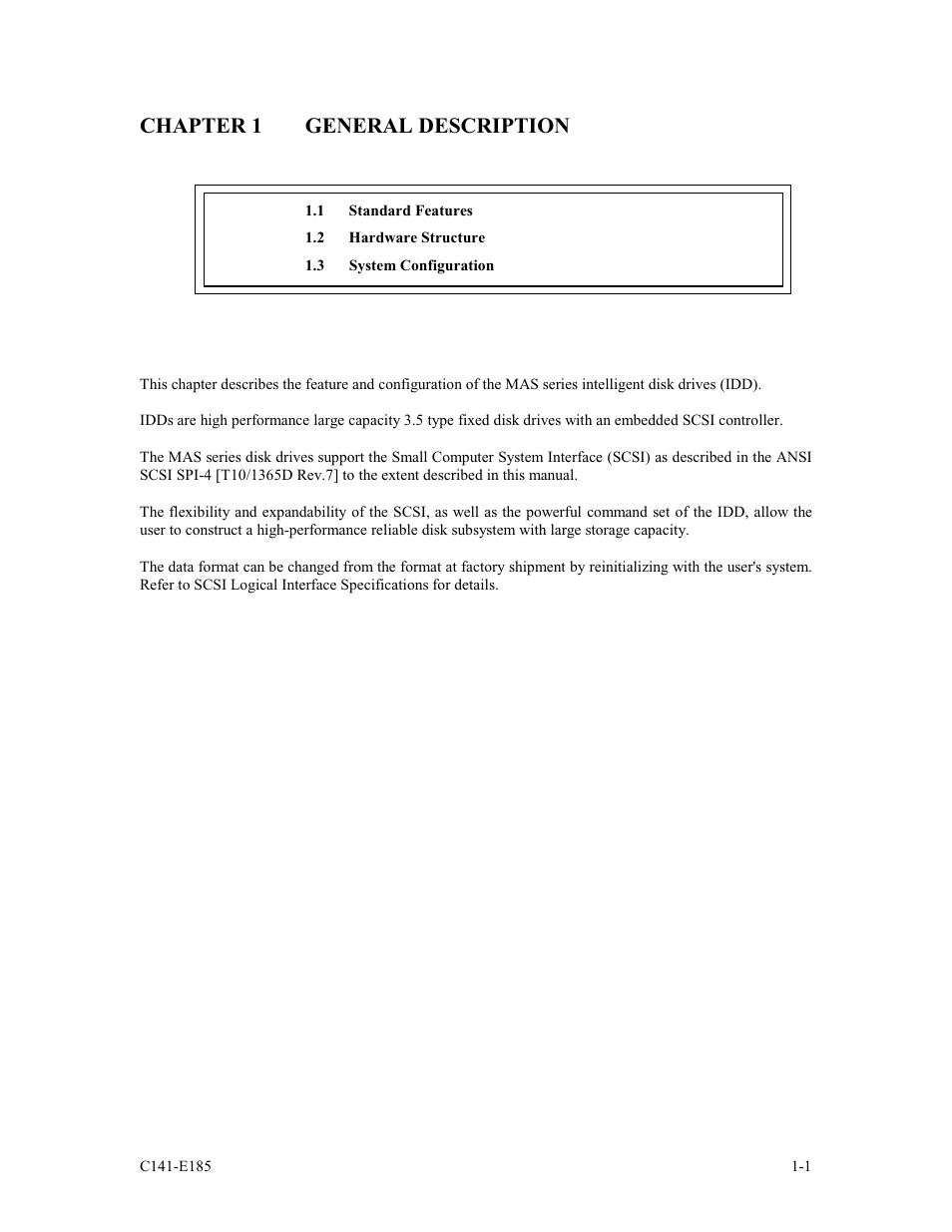 Chapter 1 general description | FUJITSU C141-E185-01EN MAS3184NC/NP User Manual | Page 17 / 130