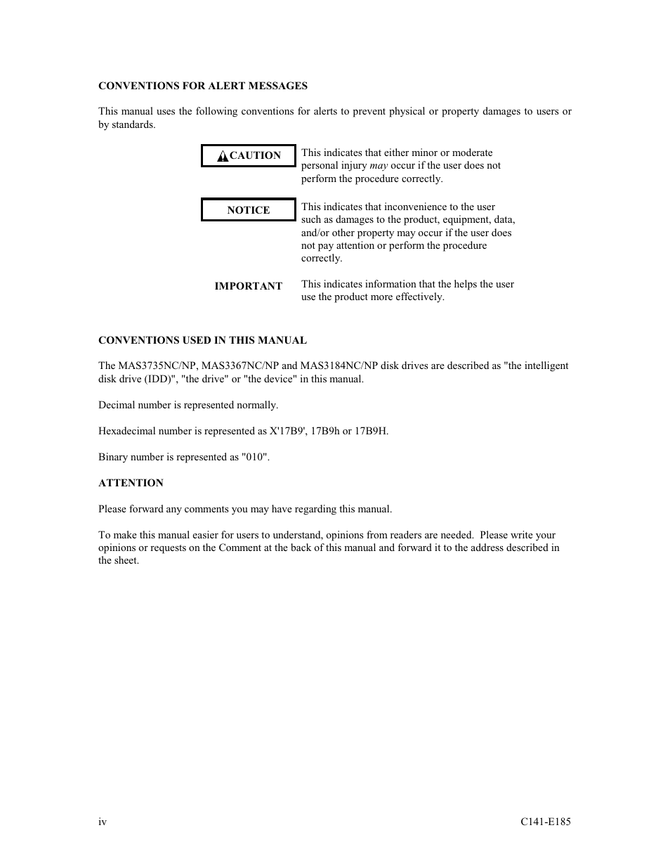 FUJITSU C141-E185-01EN MAS3184NC/NP User Manual | Page 6 / 130