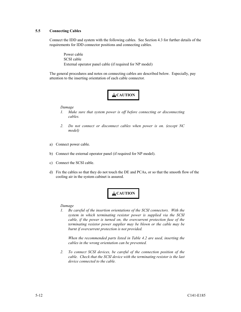 5 connecting cables | FUJITSU C141-E185-01EN MAS3184NC/NP User Manual | Page 84 / 130