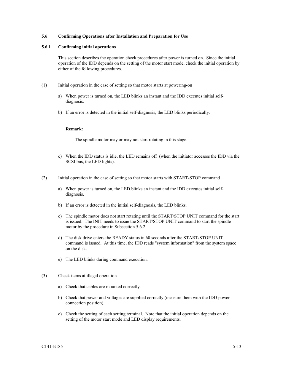 1 confirming initial operations | FUJITSU C141-E185-01EN MAS3184NC/NP User Manual | Page 85 / 130