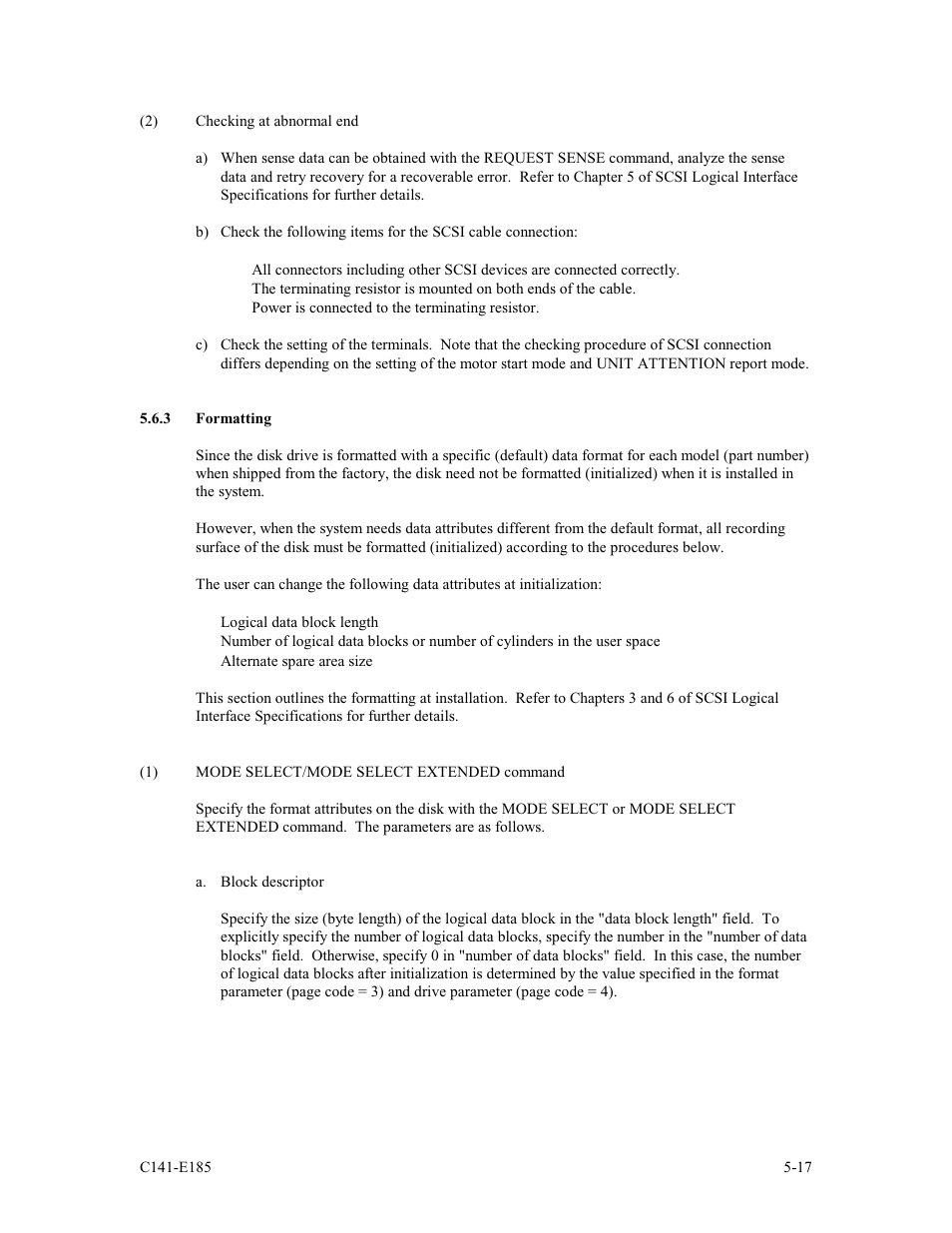 3 formatting | FUJITSU C141-E185-01EN MAS3184NC/NP User Manual | Page 89 / 130