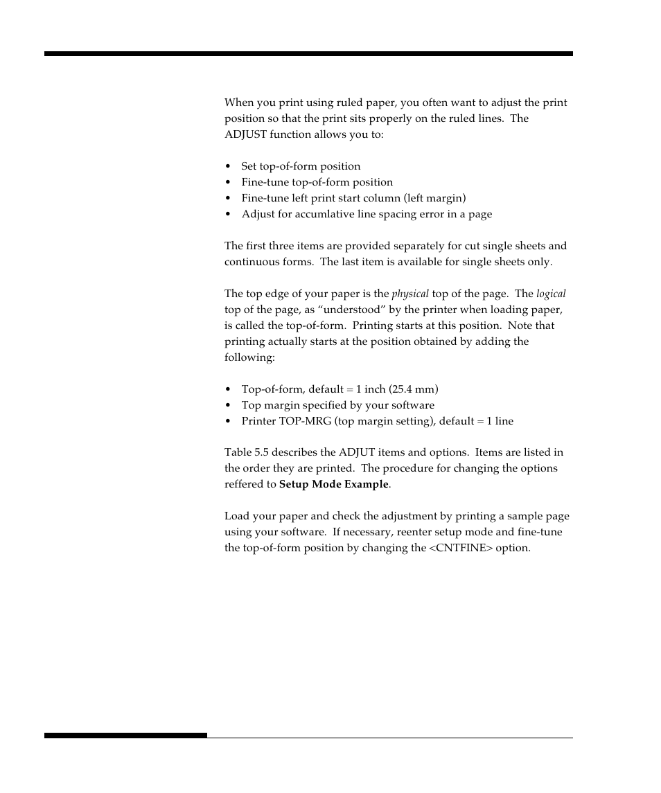 Print position adjustment items and options | FUJITSU DL9300 User Manual | Page 123 / 250