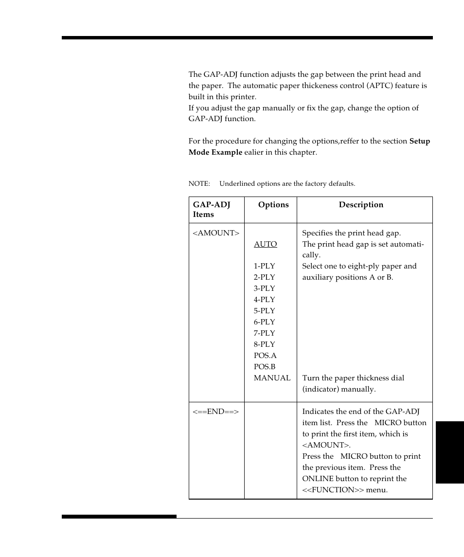 Head gap adjustment items and options | FUJITSU DL9300 User Manual | Page 130 / 250