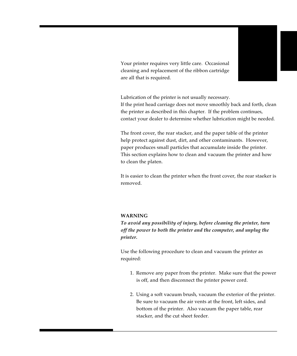 Chapter 6 maintenance, Cleaning, Cleaning and vacuuming the printer | FUJITSU DL9300 User Manual | Page 146 / 250