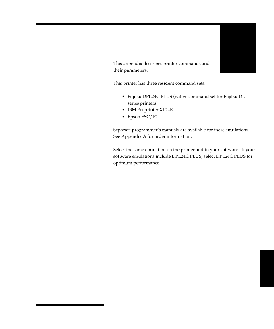 Appendix c command sets | FUJITSU DL9300 User Manual | Page 178 / 250