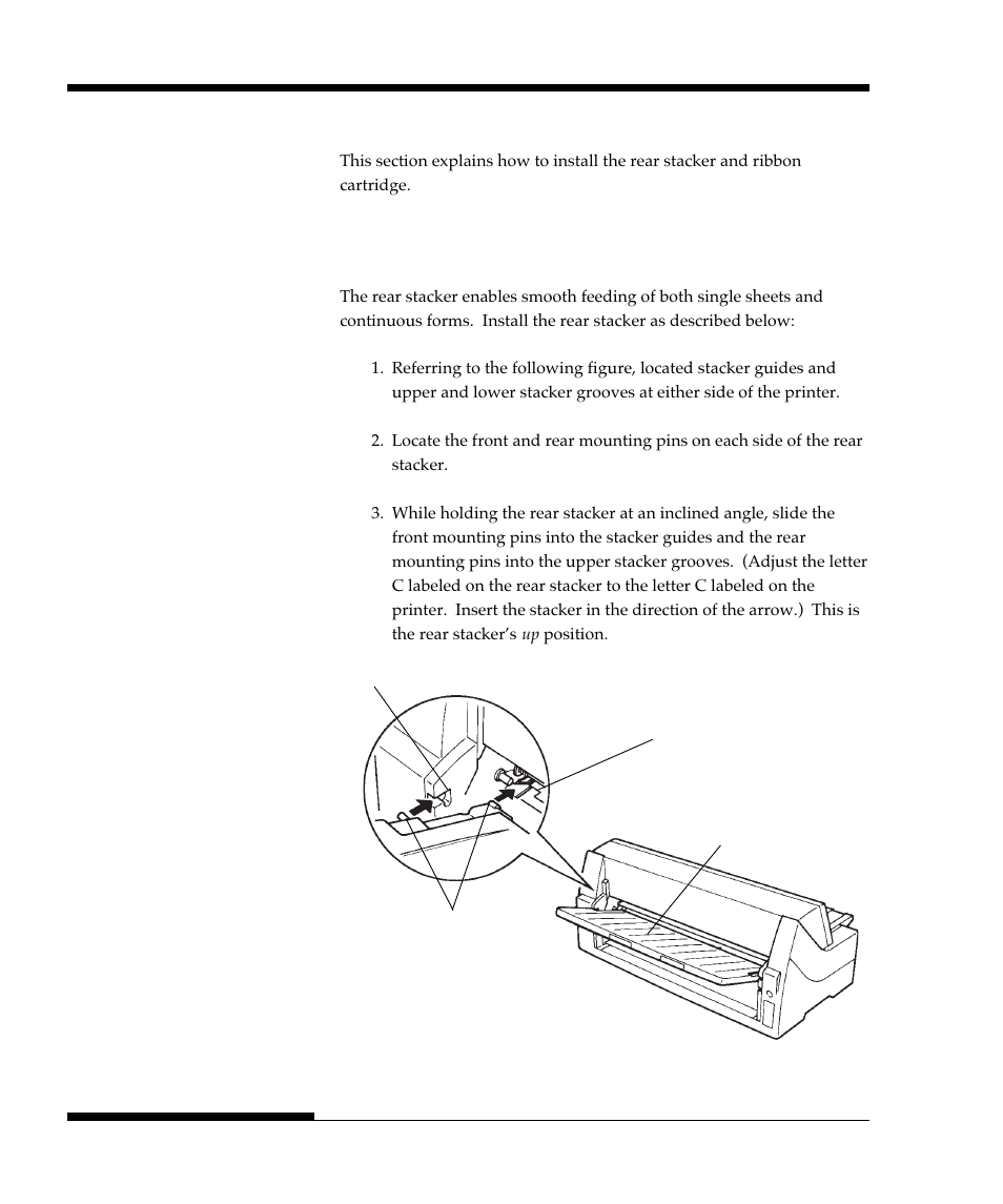 Assembling the printer, Installing the rear stacker | FUJITSU DL9300 User Manual | Page 25 / 250