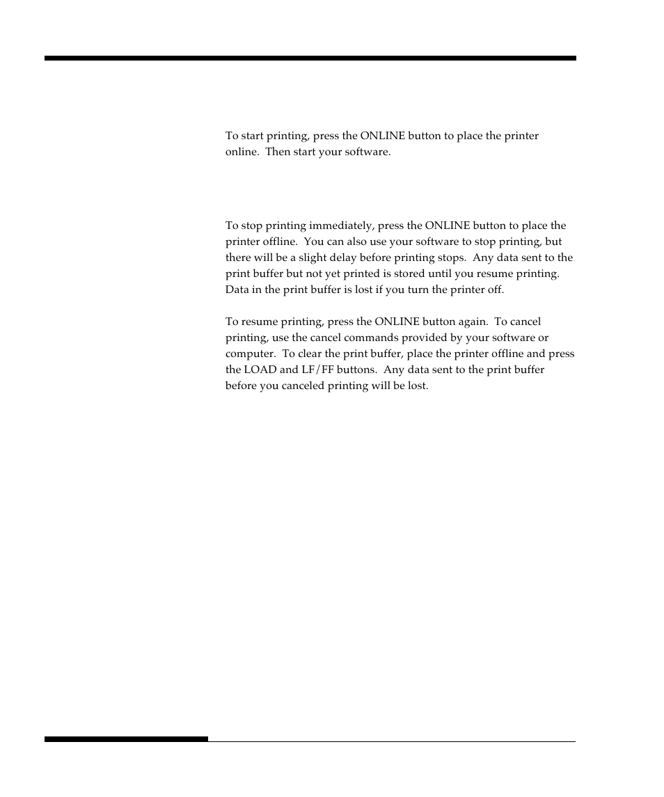 Starting or stopping printing, Starting printing, Stopping printing | FUJITSU DL9300 User Manual | Page 87 / 250