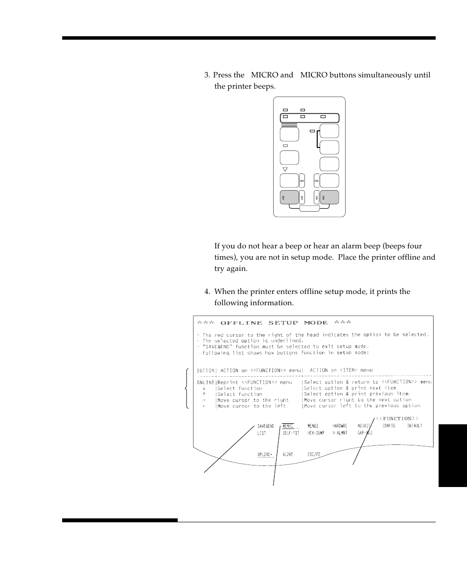 Setup mode using setup mode, Initial printout in setup mode, Entering setup mode | User's manual 5-3 | FUJITSU DL9300 User Manual | Page 94 / 250