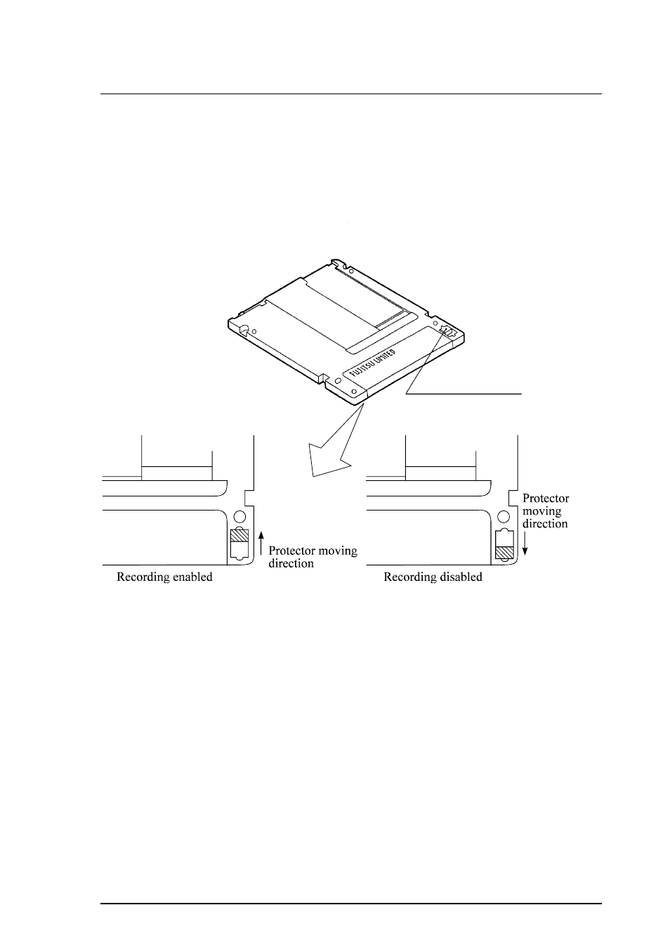 2 write protect tab, 3 notes | FUJITSU MDG3230UB User Manual | Page 31 / 42