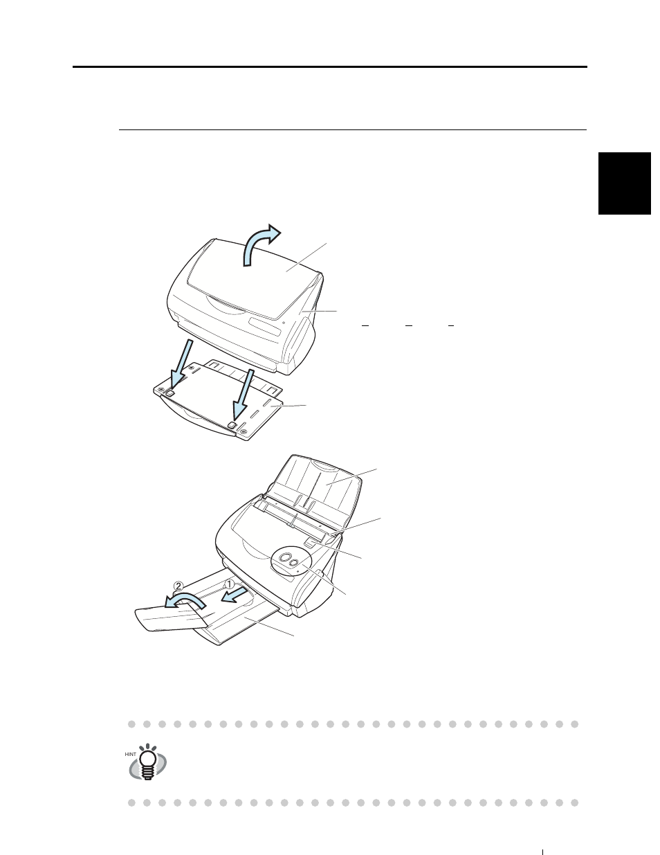 2 names and functions of parts, 3before you start using your scanner, Front side | FUJITSU fi-5110EOX User Manual | Page 19 / 135