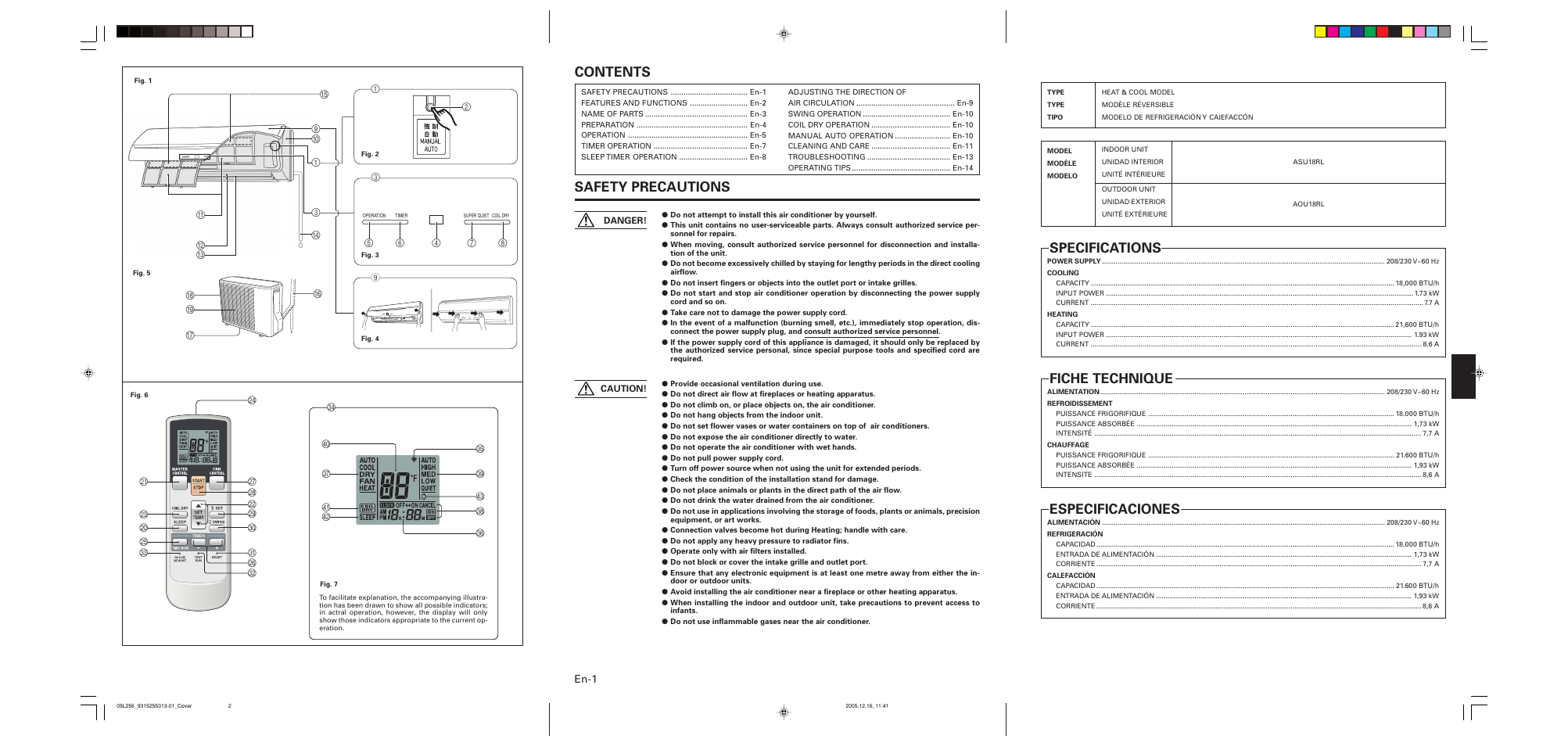 FUJITSU AOU18RL User Manual | Page 3 / 19
